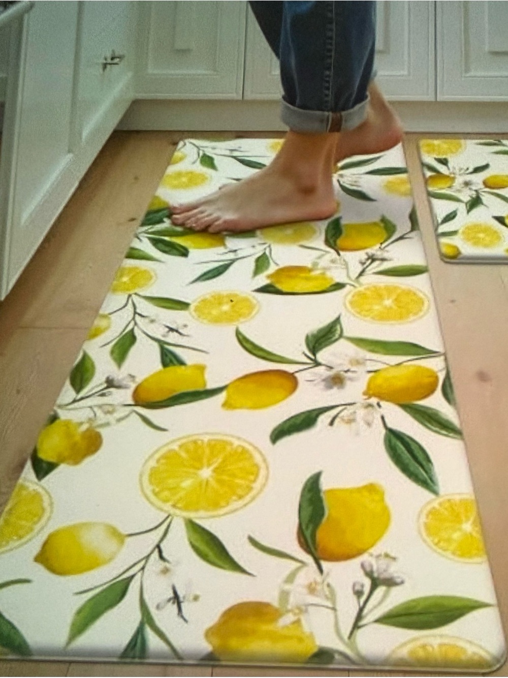 Lemon Pattern Memory Foam Kitchen Runner - Yellow
